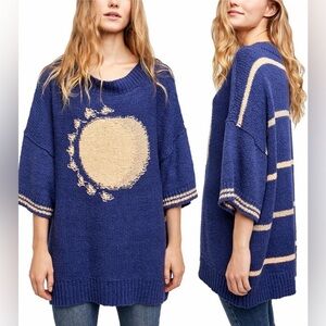 RARE FREE PEOPLE NWT Opal Moon Knit Sweater in Midnight Moon Combo